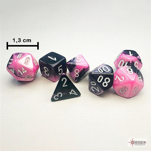 Mini Gemini Black Pink and White Dice Set - Rollespilsterninger - Chessex